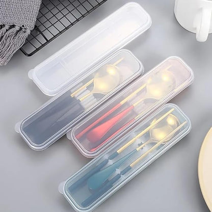 4 Pack Travel Utensil Holder Carrying Case with Slot Stand Storage Box Organizer for Outdoor Reusable Tableware Kit Portable Flatware Cutlery Set Camping Knife Fork Spoon Chopsticks Utensils