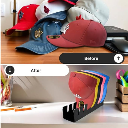 Hat Organizer for Baseball Caps - 2 Pack Black Cap Rack for Closet, Hat Holder for Baseball Hats, Ball Cap Storage Organizer, Best Gift for Men and Women Not Fit for Wall or Door