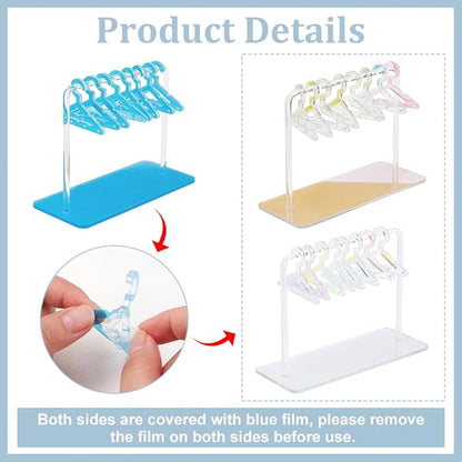 PH PandaHall 32 Holes Earring Hanger Stands Acrylic Earring Holder Rack with Mini Hangers Earring Display Earring Closet Ear Stud Organizer for Retail Personal Exhibition, Iridescent Clear Blue Mixed