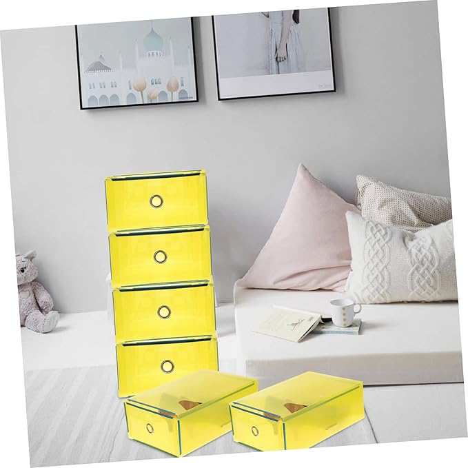 5pcs Shoe Storage Boxes Pull-out Drawer Stackable Women Shoes Organizer