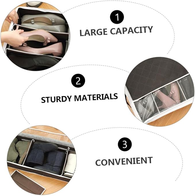 Cabilock Visible Window Foldable Non Woven Shoe Storage Box with Compartments for Home Organization Space Saving Portable Shoe Bag for Dust and Travel Small