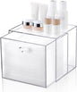 Disposable Face Towel Container Box Compatible with Clean Skin Club Clean Towel XL, AcrylicTowel Storage Bin with Drawer, Makeup Organizer stackable holder, Ideal for Vanity, Bathroom Organization