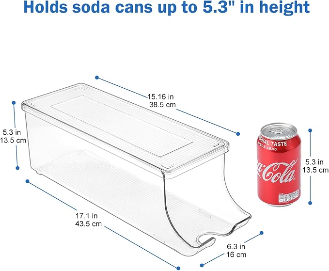 Puricon 2 Pack Soda Can Organizer Dispenser for Refrigerator Bundle with Drink Organizer for Fridge Pusher Glide
