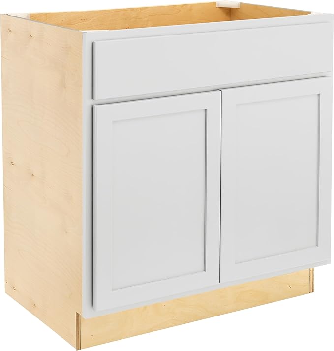 Quicklock RTA (Ready-to-Assemble) | Base Kitchen Cabinets - Shaker Style | Made in America (Pure White, 36" Wx34.5 Hx24 D Sink Base)