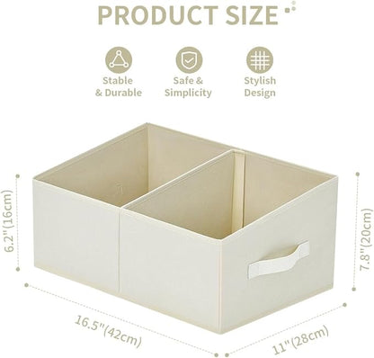 DIMJ Closet Storage Bins, 6 Pack Storage Baskets for Shelves, Foldable Shelf Organizer with Handle, Linen Closet Organizers and Storage for Clothes, Toys, Towel, Books (Beige),