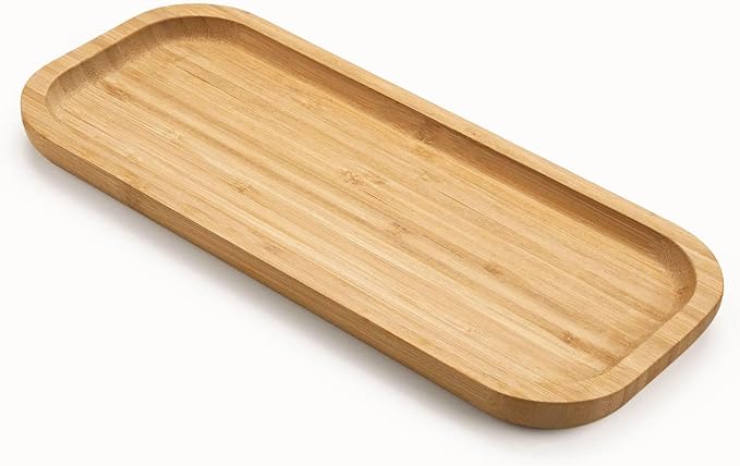Bamboo Vanity Tray, Bathroom Counter Tray, Toilet Tank Tray, Bathroom Tray for Organizing and Home Decor, 11.8 x 5.1 x 0.8 inch