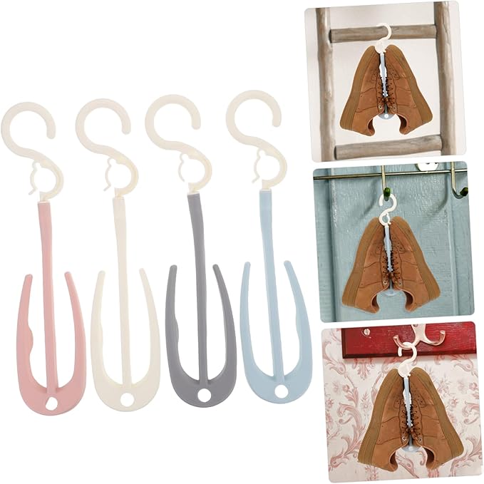 Ciieeo 4pcs Portable Plastic Shoe Drying Rack Hooks Space-Saving Organizer for Home Slippers and Hanging Design for Efficient Footwear Drying