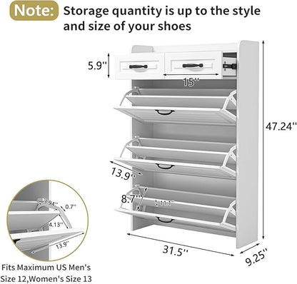 VERYKE Shoe Storage Cabinet for Entryway with 3 Flip Drawers and 2 Top Drawers,Large Shoe Rack Organizer Cabinet for Closet,Hallway