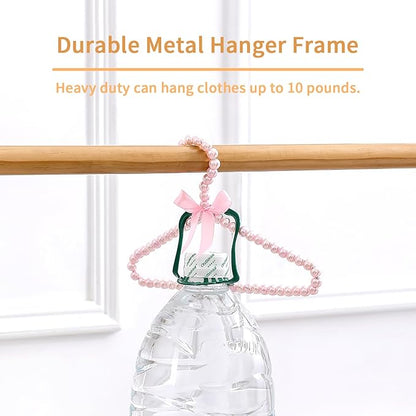 DELIFUR 5 Pack Pet Clothes Hanger Faux Pearl Bow Clothes Hangers for Dogs Cats Kids (Pink)
