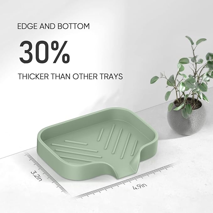 Great Silicone Soap Dish - 4 Pcs Thickened Self-Draining Soap Tray for Shower & Bathtub-Great High-Purity Silicone Soap Dish
