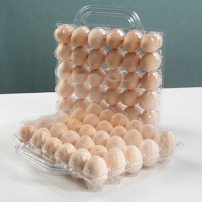 30 Piece Portable Transparent Egg Cartons,Plastic egg carton with handle,Specification 5×6 Plastic Large egg Carton For Family, Farm, Markets. (5x6 30 portable bulk egg cartons)