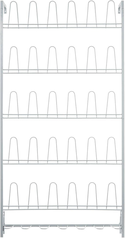 MyGift Modern Matte White Metal Wall Shoe Rack in Closet, Mudroom and Entryway, Hanging Shoe Organizer Shelf Space Saving Organizer for Shoes and Boots, Holds 18 Pairs of Shoe Storge