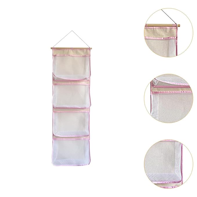 Fenteer Over Door Organizer,Hanging Storage Organizer,Stuffed Animal Storage, Accessory Holder for Shoes Girl Nursery Boy, Pink