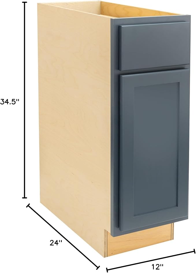 Quicklock RTA (Ready-to-Assemble) | Base Kitchen Cabinets - Shaker Style | Made in America (Needlepoint Navy, 12" Wx34.5 Hx24 D Base)