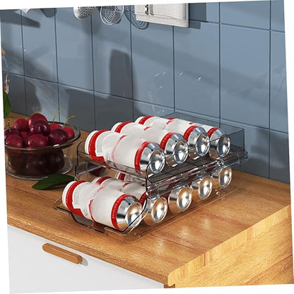 Mikinona Double Beverage Storage Box Fridge Organizer for Drinks Soda Can Dispenser Can Holder for Kitchen
