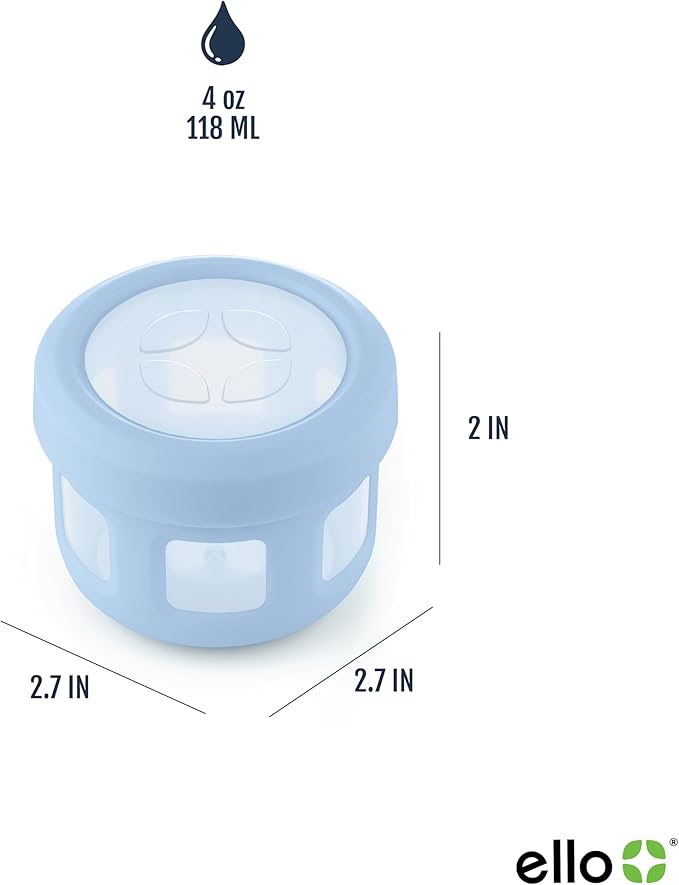 Ello Reusable Condiment Containers with Screw-on Leak Proof Lid | Perfect for Salad Dressing Sauce Dips Lunchbox Picnic Travel Bento Box | BPA-Free | Dishwasher Safe