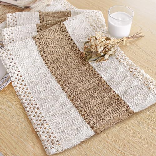 FEXIA Boho Table Runner for Fall Home Decor 12x48 Farmhouse Woven Runner by FEXIA