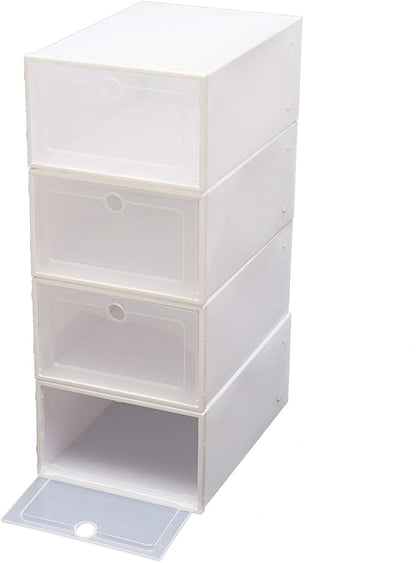 Futchoy 20/24pcs Shoe Storage Boxes 20/24pcs Shoe Box Set Foldable Storage Plastic Display Box for Magazines Books Shoes White (20)