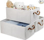 Fordonral Pack of 3 Large Capacity Storage Bins Closet Organizer System, Sturdy Foldable Boxes for Organizing Clothing, Sheets, Toys, Books - Shelf Shelves Basket Bin Linen White