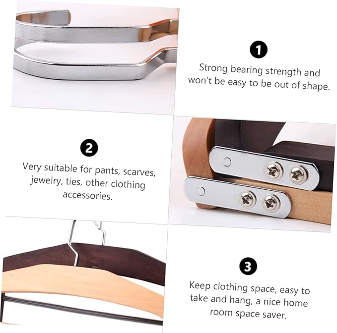 4pcs Wooden Clothes Hanger Organizer Multi Non- Design for Pants and Accessories Space-Saving Closet Versatile Drying Hanger Rotatable Hooks