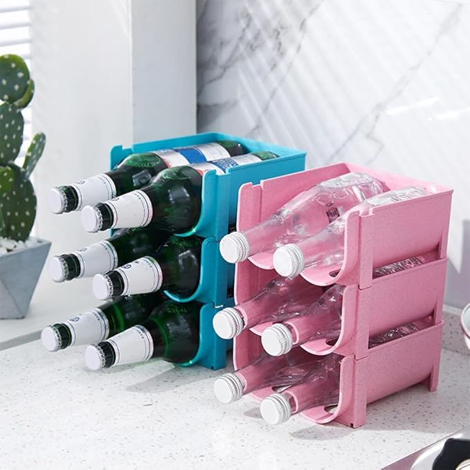 Luxshiny 3pcs Stackable Plastic Beer Organizer Rack Stylish Beverage Can Holder for Refrigerator Soda Can Dispenser for Fridge Efficient Storage for Home Bar and Restaurant
