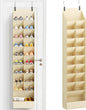 Lifewit 10 Tier Over the Door Shoe Organizer with 19 Large Deep Pockets, Fabric Hanging Shoes Shelf for Closet, Dorm Storage, Fit Up to 20 Pair Shoe Rack Holder for Sneakers, Boots, Beige