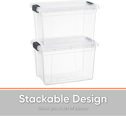Superio Mini Deep Storage Organizer Bin with Lid X-Deep Small Clear Storage Box with Latch for Home, Kitchen, Garage- Store Toys, Food, Supplies, and Hair Accessories (2.4 Quart)