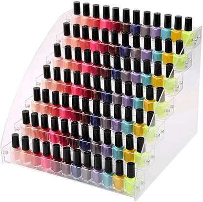 7 Tiers Essential Oils Nail Polish Rack Acrylic Lipstick Holder Display Stands Dropper Bottle Organizers Wide Tall Dresser Balls Commodity Goods Shelf for Store Shop Countertop Checkout Counter Case