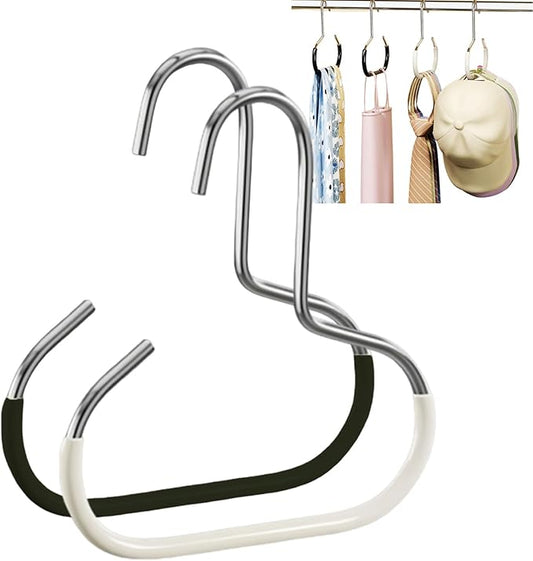 Durable Steel Hangers: Maximize Closet Space with Versatile Storage, Non-Slip Stainless Steel Clothes Rack Organizer for Hats, Ties, Scarves, Clothes (1, Mix)