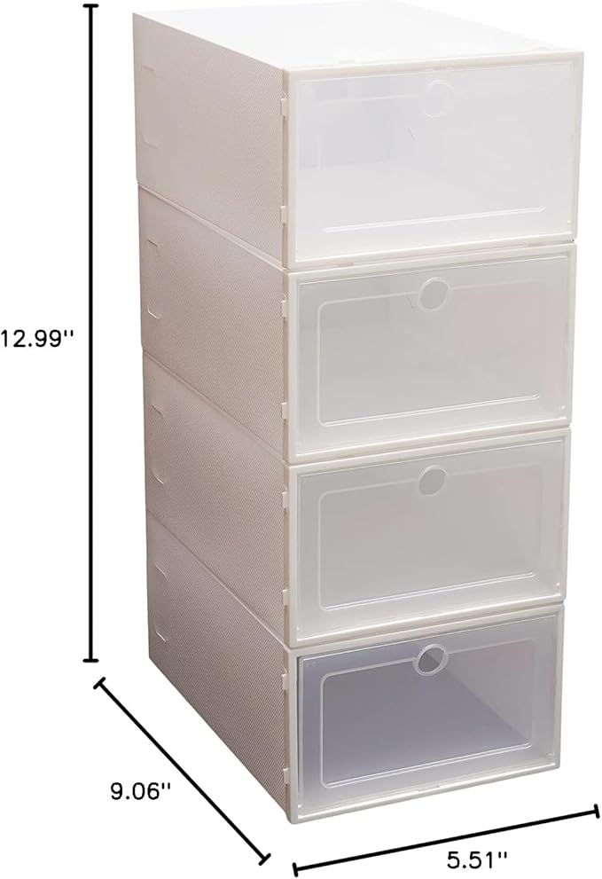 Futchoy 20/24pcs Shoe Storage Boxes 20/24pcs Shoe Box Set Foldable Storage Plastic Display Box for Magazines Books Shoes White (24)
