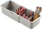Li&Zhao Drawer Organizer- Adjustable Storage Bins with 5 Dividers, Gray Clear Drawer Organizer for Kitchen, Bedroom, and Office, Expandable clear organizer bins for Makeup, Utensils, and Gadgets