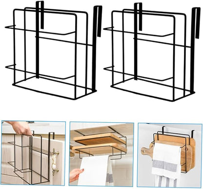 PRETYZOOM Door Organizer Rack Set 2Pcs Cabinet Door Storage Solution Iron Towel and Cutting Board Holder Space-Saving Kitchen Organizer for Small Spaces