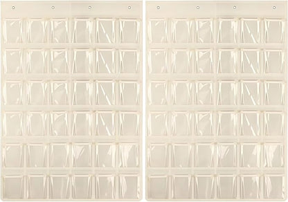 2-Piece Beige Door Storage: 36 Pockets, 37.4 X 26.4 In/95X67Cm, Water Bottle & Phone Organizer