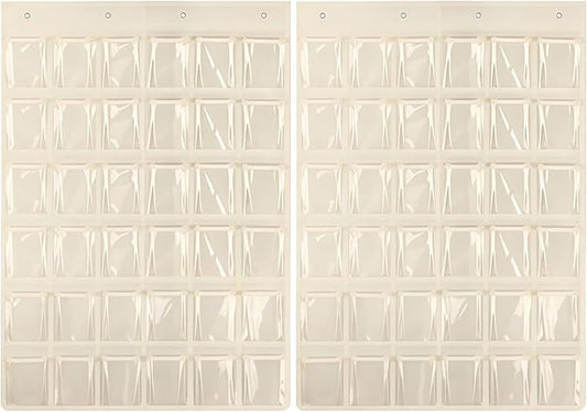 2-Piece Beige Door Storage: 36 Pockets, 37.4 X 26.4 In/95X67Cm, Water Bottle & Phone Organizer