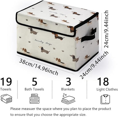 Stackable Clothes Storage Bins with Lids,Closet Organizers Fabric Cat Printing Box for Home and Office,Blanket Clothes Organizers,Under Bed Storage Containers 3 Pack.