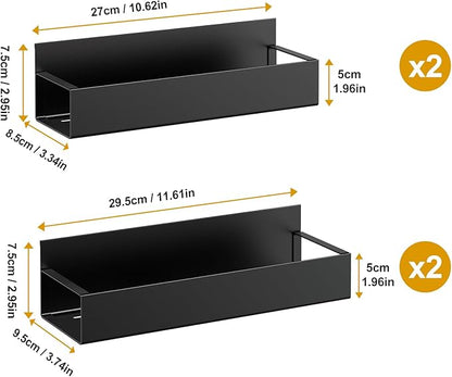 Vetacsion 4 Pack Moveable Fridge Magnetic Spice Racks,Metal Black