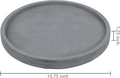 MyGift 16 Inch Round Gray Concrete Decorative Tray for Bathroom Vanity Counter, Living Room Coffee Table or Ottoman, Kitchen Countertop Decor, Candle Holder