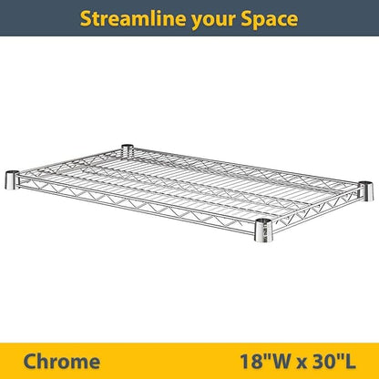 2 Pack Chrome Additional Wire Shelf for 18" x 30" Shelving Units, Replacement Shelves for Wire Rack
