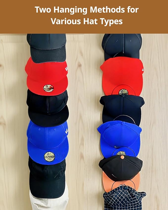 LINFIDITE 10 Pack Hat Rack Hanger Holder Organizer Closet Hanging Baseball Cap Display Storage Rack for Scarves Handbags Towels Clothes Ties Over Door Wall Mounted w Hanging Hook Black