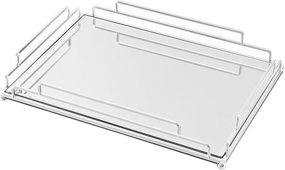 Tieson Mirror Tray Contemporary Silver Dresser Perfume Tray Bathroom Dresser Bedroom (Silver)