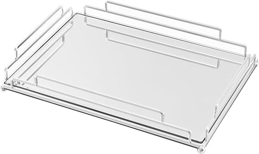 Tieson Mirror Tray Contemporary Silver Dresser Perfume Tray Bathroom Dresser Bedroom (Silver)