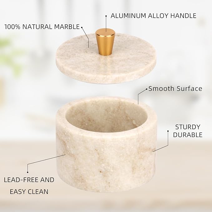 Marble Salt Cellar with Lid, 4 inch Natural Stone Salt Pepper Box, Alloy Lid for Kitchen Countertop Storage (Viva jade, 4 * 3.5)