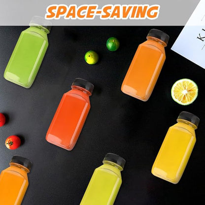 Leaflai Juice Bottles - 8oz Bottles with Lids, 12 pcs Plastic Juice Containers with Caps Reusable Drink Containers for Juice Milk Coffee Water Smoothie and Other Beverages,Christmas gift