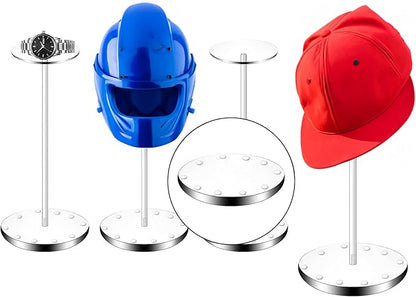 Acrylic Hat Display Stand 4 Pack- Thickened Base for Helmet, Wig, Cowboy Hat, Baseballcap, Closet Holder Rack Organizer( 11.8Inch Height)