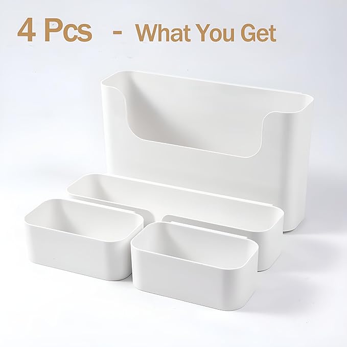 2026 NEW Adhesive Cabinet Door Organizer Storage 4 Pack,Door Rack Shelves Holder for Sink Kitchen Bathroom RV Pantry Bedroom Closet Laundry Office