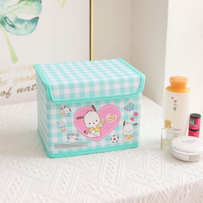 Kawaii Caretoon Fodable Stoage BIn, Cute Anime Collapsible Organizer basket Makeup Holder Office Desk Room Storage Bin (White Puppy)