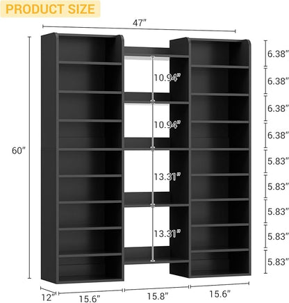 Unikito 14-Tier Shoe Cabinet, Wood Shoe Storage Organizer for Entryway, Freestanding Shoe Rack Cabinet with 22 Open Cubbies for Front Door Entrance, Living Room, Hallway, Bedroom, Black