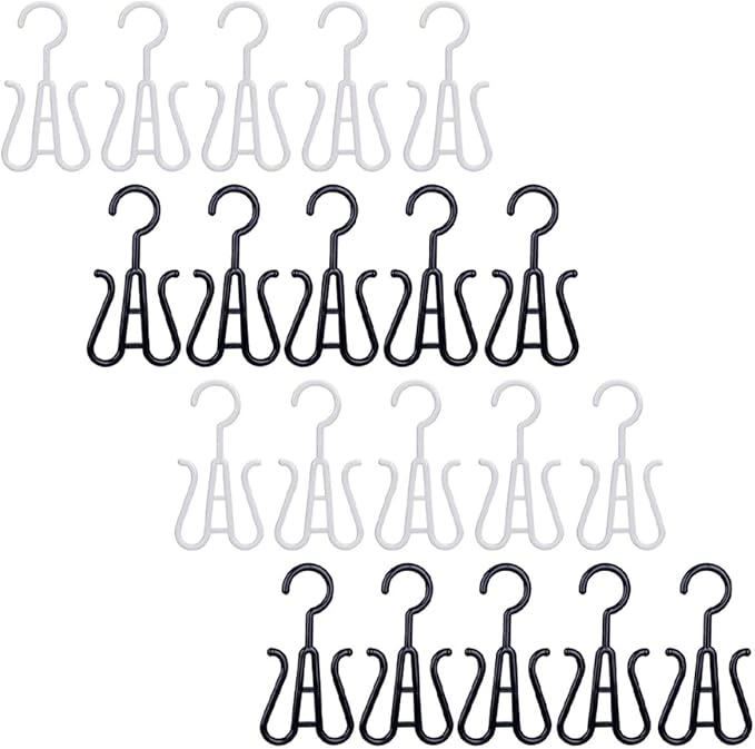 Ipetboom 20pcs Hanging Shoe Organizer Hooks Set Household Shoe Display and Storage Racks Black and White Multi-functional Holders for Closet and Entryway