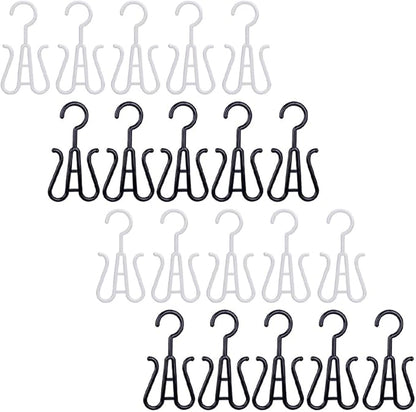 Ipetboom 20pcs Hanging Shoe Organizer Hooks Set Household Shoe Display and Storage Racks Black and White Multi-functional Holders for Closet and Entryway