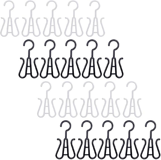 Ipetboom 20pcs Hanging Shoe Organizer Hooks Set Household Shoe Display and Storage Racks Black and White Multi-functional Holders for Closet and Entryway